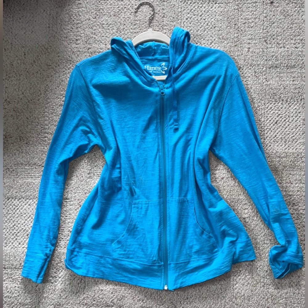 Hanes Teal Zip-Up Hoodie